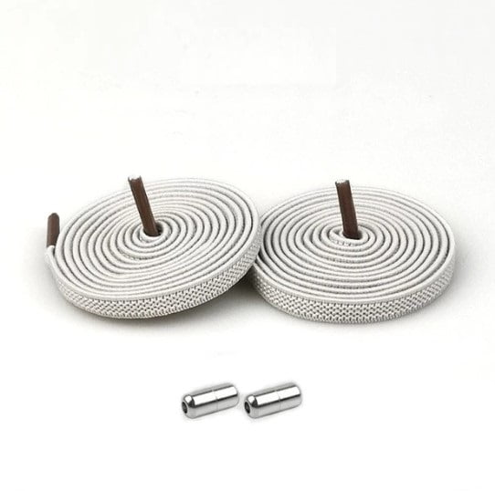 Elastische Schnürsenkel Flach "Gittermaschen-Design" Grau (2er Set) - Drehverschluss Metall
