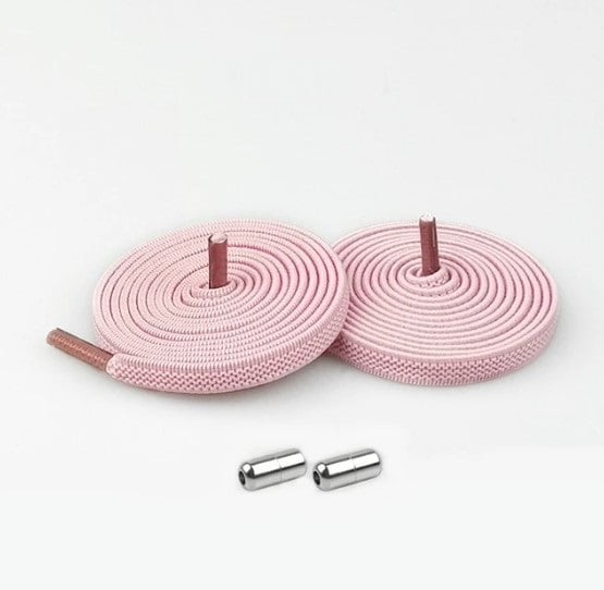 Elastische Schnürsenkel Flach "Gittermaschen-Design" Pink (2er Set) - Drehverschluss Metall