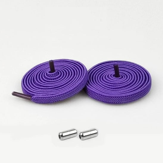 Elastische Schnürsenkel Flach "Gittermaschen-Design" Violett (2er Set) - Drehverschluss Metall
