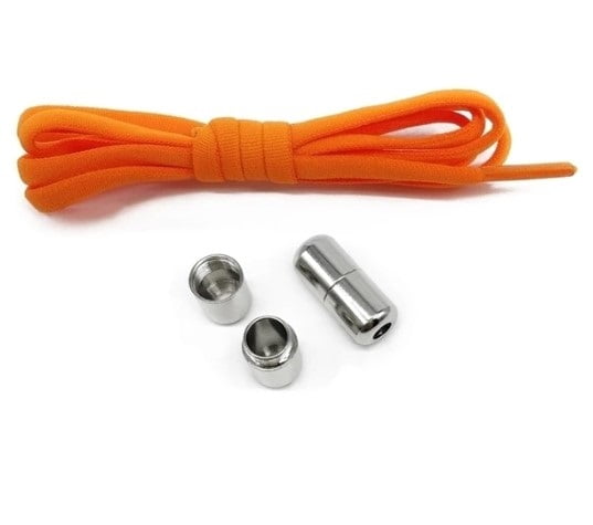 Elastische Schnürsenkel Flach Orange (2er Set) - Drehverschluss Metall