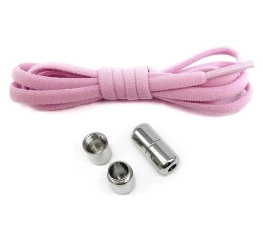 Elastische Schnürsenkel Flach Pink (2er Set) - Drehverschluss Metall