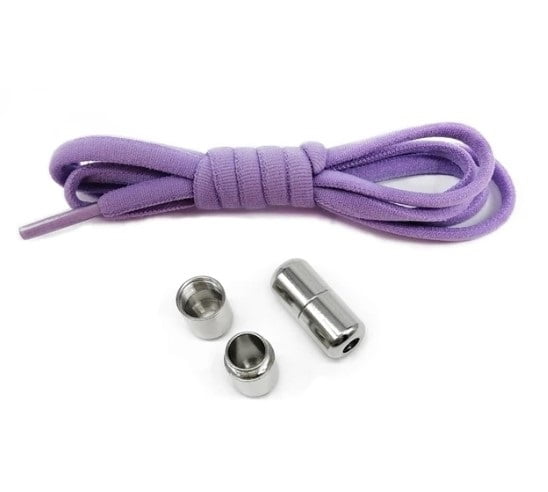 Elastische Schnürsenkel Flach Violett (2er Set) - Drehverschluss Metall