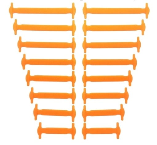 Elastische Silikon Schnürsenkel Flach Orange (16er Set)