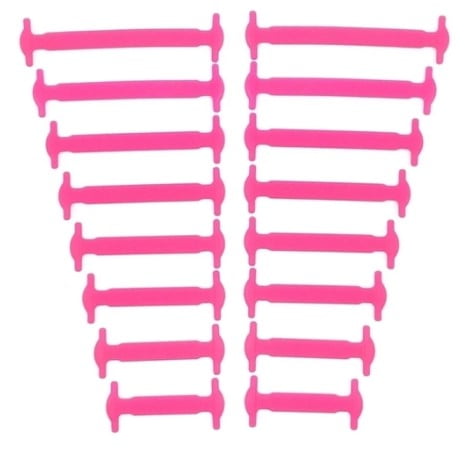 Elastische Silikon Schnürsenkel Flach Pink (16er Set)