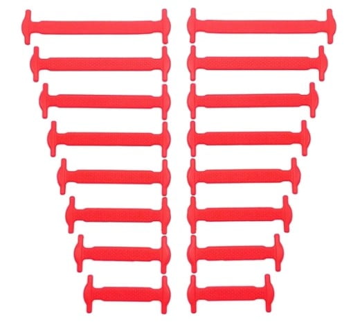 Elastische Silikon Schnürsenkel Flach Rot (16er Set)