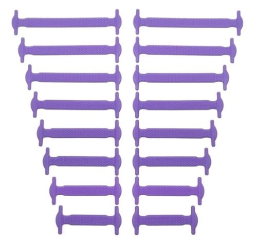 Elastische Silikon Schnürsenkel Flach Violett (16er Set)